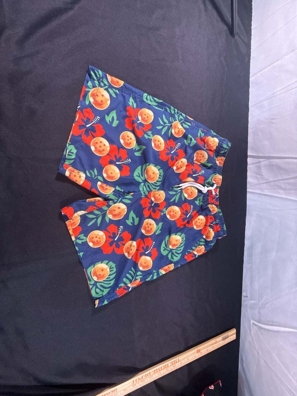 Dragon Ball Z Men's Swim Trunks Board Shorts Navy Floral Dragon Balls Size S